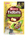 INABA Cat Churu Tidbits Chicken Recipe with Dashi Flavor 3x12g pehmed ja kreemjad kana maitsega dashi puljongiga maiused kassidele