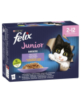 FELIX FANTASTIC Junior Skonių miksas drebučiuose (jautiena, vi&scaron;tiena, sardinė, la&scaron;i&scaron;a) 12x85g drėgno maistas kačiukams