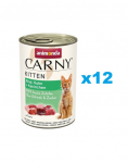 ANIMONDA Carny Kitten Beef&Chicken&Rabbit 12x400 g veiseliha, kana ja k&uuml;&uuml;lik kassipoegadele
