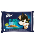 FELIX Duo Kala maitsega tarretis (must tursk ja l&otilde;he, heeringas ja forell, l&otilde;he ja sardiinid, forell ja makrell) 4x85 g m&auml;rgtoit kassidele