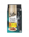 SHEBA Fresh & Fine kotikesed 6x50 g m&auml;rja kassitoidu kastmes kana, kalkuni, pardiga