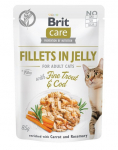 BRIT Care Fillets in Jelly  v&auml;ikese forelli ja tursaga 24 x 85 g tarretises