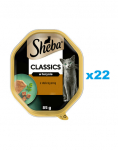 SHEBA Classics 22x85 g m&auml;rg t&auml;isv&auml;&auml;rtuslik toit t&auml;iskasvanud kassidele, metskitsega terrine'is