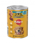 PEDIGREE Adult konserv 400 g niiskaloriline t&auml;isv&auml;&auml;rtuslik m&auml;rg toit t&auml;iskasvanud koertele, sisaldab 3 liiki linnuliha