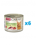 ANIMONDA Carny Adult Vi&scaron;tiena, kalakutiena ir triu&scaron;iena  6 x 200 g
