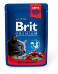 BRIT Premium Cat Adult veiseliha ja herned kottides t&auml;iskasvanud kassidele 24 x 100 g
