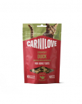CARNILOVE Crunchy Snack Cat Duck 50 g pardiga ja vaarikatega, kr&otilde;mpsuv maiuspala kassidele
