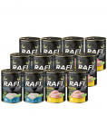 RAFI Cat Adult Mix smak&oacute;w 12x400 g tursaga ja kanaga, m&auml;rg kassitoit