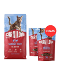 CARNILOVE Active Cat Salmon and Turkey Adult 6 kg &ndash; l&otilde;he ja kalkun k&otilde;ikidele kassidele + CARNILOVE Crunchy Snack Cat Salmon 2x50 g TASUTA