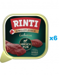 RINTI Singlefleisch Exclusive Venison Pure &uuml;he valgu sisaldav ulukilihatoit 6x150 g