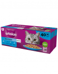 WHISKAS T&auml;iskasvanute kotike 40 x 85 g Kala maitsed tarretises l&otilde;he, tuunikala, tursk, valge kala + TRIXIE Pluushiir kassirohuga 7 cm