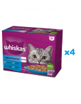 WHISKAS Adult kotike 48x85g Fish Delicacies m&auml;rgtoit t&auml;iskasvanud kassidele marmelaadiga: l&otilde;he, tuunikala, tursk, valge kala