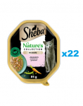 SHEBA Nature's Collection salv 22x85 g m&auml;rg t&auml;istoit t&auml;iskasvanud kassidele t&uuml;keldatud l&otilde;hega garneeritud hernestega kastmes