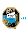 SHEBA Sauce Collection salv 22x85 g m&auml;rg t&auml;istoit t&auml;iskasvanud kassidele t&uuml;kid tuunikalaga kastmes