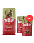 CARNILOVE Active Cat Duck and Pheasant Sterilised 6 kg kastreeritud kassidele + CARNILOVE Crunchy Snack Cat Duck 2x50 g TASUTA