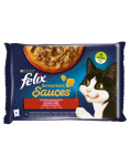FELIX Sensations Sauce Kaimo skoniai padaže (kalakutiena su &scaron;onine, aviena su elniena) 4x85g drėgnas kačių maistas