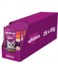 WHISKAS Adult 28x85g kotike m&auml;rgtoit t&auml;iskasvanud kassidele želees veise- ja kodulinnulihaga