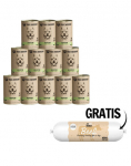 PAKA ZWIERZAKA Lambaliha ja &otilde;un piparm&uuml;ndiga 12 x 400g m&auml;rja koeratoitu + veiselihavorst koertele 200g TASUTA
