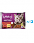WHISKAS Adult kotike 52x85g Juicy Bites m&auml;rja kassitoa t&uuml;kid veiseliha, kana sisaldusega