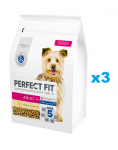 PERFECT FIT Adult 1+ kuiv t&auml;istoit t&auml;iskasvanud v&auml;ikest t&otilde;ugu koertele, kanarikas 3x2,6 kg