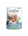 SCHESIR Complements Tuunikala ja merluusiga želatiinis, 70 g pakend, t&auml;iendav m&auml;rgtoit kassidele