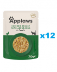 APPLAWS Cat Adult Pouch Chicken Breast with Asparagus in Broth kana ja spargel puljongis 12x70 g