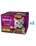 WHISKAS Adult Pure Delight Juicy Jellied Bites 48x85 g t&uuml;kkidega veiseliha, kana, lambaliha, kodulinnuliha t&auml;iskasvanud kassidele