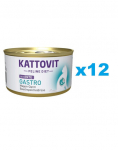 KATTOVIT Feline Diet Gastro Duck padiliha 12 x 85 g Ebapiisava seedimise ja k&otilde;hun&auml;&auml;rme eksokriinse puudulikkuse kompenseerimiseks
