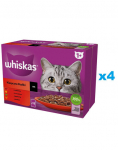 WHISKAS Adult kotike 48x85g Classic Meals m&auml;rgtoit kassidele kastmet&uuml;kkides veise-, kana-, lambaliha, kodulinnulihaga