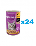 WHISKAS Adult 24x400 g m&auml;rg t&auml;istoit t&auml;iskasvanud kassidele kana kastmega