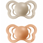 BIBS Couture Natural Rubber Size 2: 6+ months lutt Vanilla / Peach 2 tk