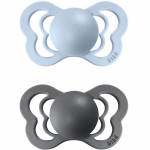 BIBS Couture Silicone Size 1: 0+ months lutt Iron / Baby Blue 2 tk