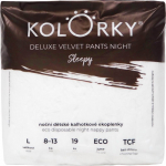 Kolorky Deluxe Velvet Pants Night Sleepy &uuml;hekordselt kasutatavad p&uuml;ksm&auml;hkmed &ouml;&ouml; L 8-13 kg 19 tk