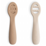 Mushie First Feeding Baby Spoons lusikas Natural/ Shifting Sand 6m+ 2 tk