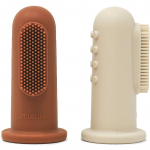 Mushie Finger Toothbrush Silikoonist s&otilde;rmehambahari lastele Clay/Shifting Sand 2 tk