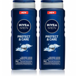 NIVEA MEN Protect & Care Du&scaron;igeel n&auml;ole, kehale ja juustele s&auml;&auml;stupakk 2 x 500 ml