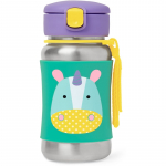 Skip Hop Zoo Straw Bottle roostevabast terasest veepudel k&otilde;rrega Unicorn 12 m+ 350 ml