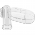 BabyOno Take Care First Toothbrush Silikoonist s&otilde;rmehambahari lastele koos &uuml;mbrisega Transparent 1 tk