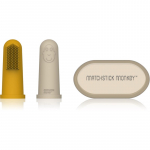 Matchstick Monkey Silicone Finger Toothbrush Silikoonist s&otilde;rmehambahari lastele koos &uuml;mbrisega Yellow/ Beige 2 tk