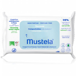 Mustela Compostable at Home Cleansing Wipes Perfume Free Puhastusr&auml;tikud l&otilde;hnatu lastele s&uuml;nnist alates 60 tk