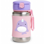 Skip Hop Zoo Straw Bottle roostevabast terasest veepudel k&otilde;rrega Narval 12 m+ 350 ml