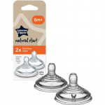 Tommee Tippee Natural Start Anti-Colic Teat Beebipudeli lutti Fast Flow 6 m+ 2 tk