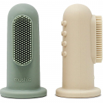 Mushie Finger Toothbrush Silikoonist s&otilde;rmehambahari lastele Shifting Sand/Cambridge Blue 2 tk