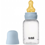 BIBS Anti-Colic Baby Bottle Latex koolikuid ennetav pudel kaut&scaron;ukist lutiga Baby Blue 150 ml