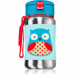 Skip Hop Zoo Straw Bottle roostevabast terasest veepudel k&otilde;rrega Owl 12 m+ 350 ml