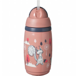 Tommee Tippee Superstar Insulated Straw Pink Tass k&otilde;rrega lastele 12m+ 266 ml