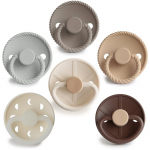 FRIGG 6-Pack Pacifiers Round Silicone Size 2 lutt Earthy Wonder 6 tk