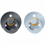 BIBS Colour Natural Rubber Size 2: 6+ months lutt Iron / Baby Blue 2 tk