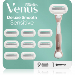Gillette Venus Deluxe Smooth Sensitive Raseerija + varuotsikud 9 tk