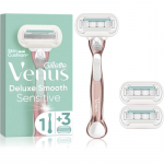 Gillette Venus Deluxe Smooth Sensitive Raseerija + varuotsikud RoseGold 3 tk